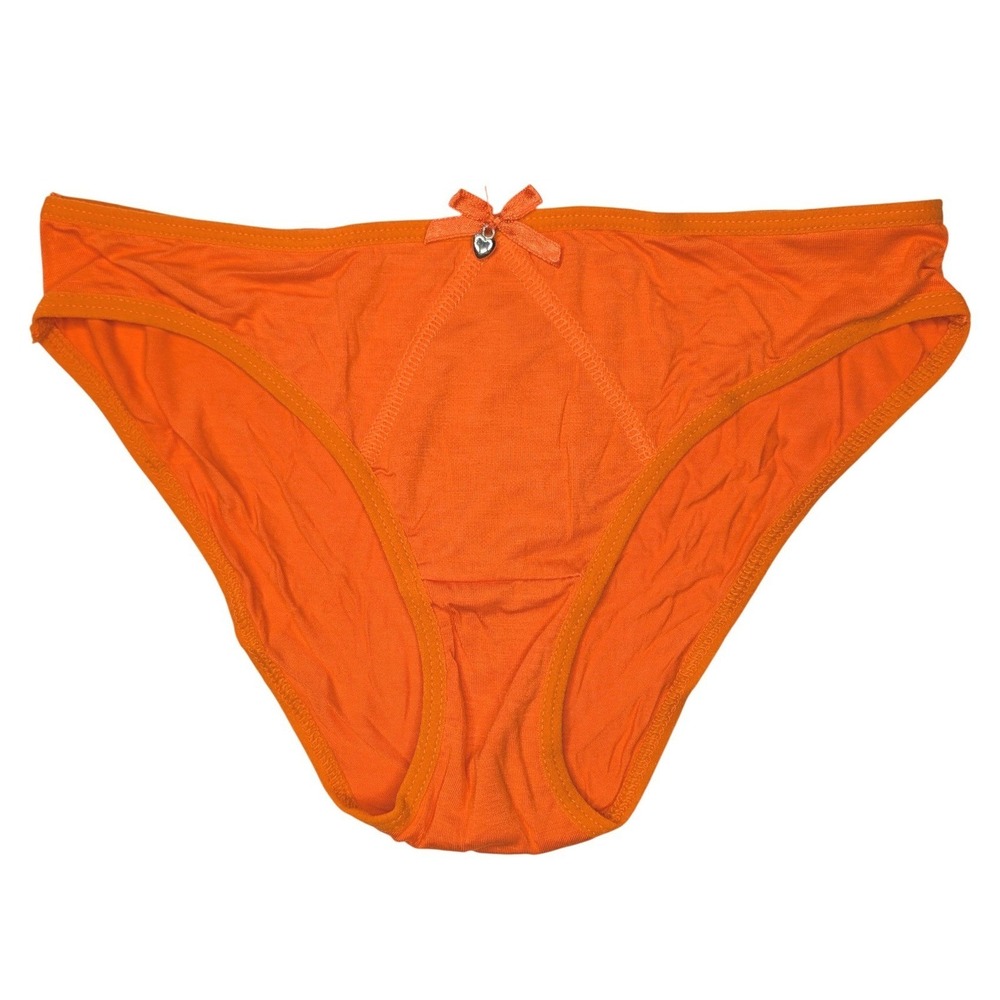 NEW Unworn Knotty Orange Bright High Cut Briefs Lacey Panties Underwear
